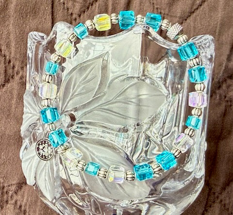 Heavenly Grace-Pray for Peace - Blessed Mother 6mm silver bracelet