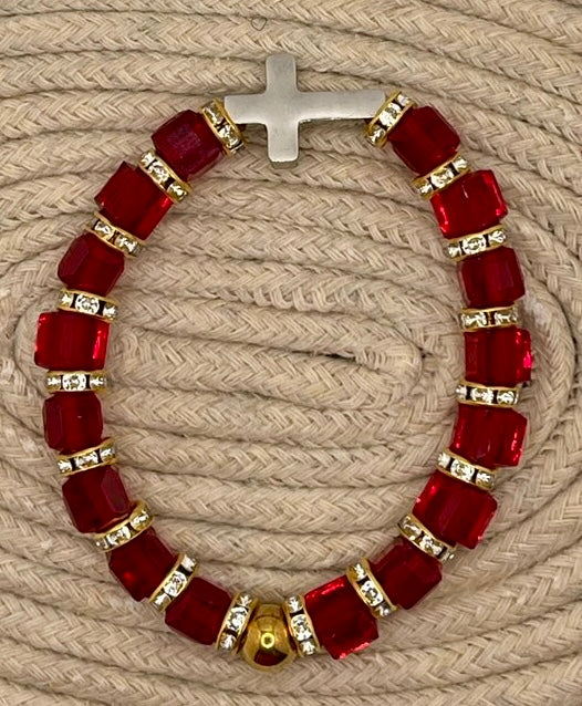 Heavenly Grace-Atonement - in 8mm cube with Gold rhinestone Spacers