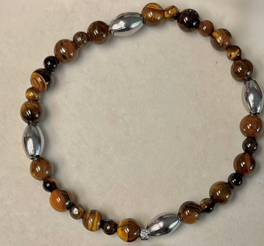 Round About Collection-Stone & Steel Bracelet-Brown Tiger Eye