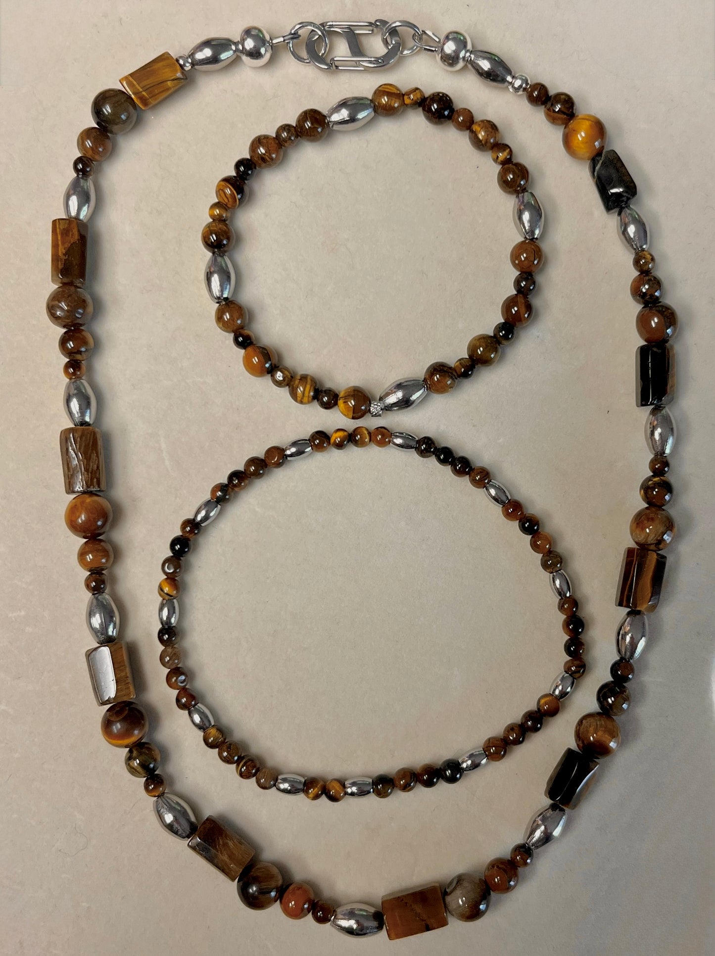 Round About Collection Set -Stone and Steel-Necklace ,Bracelet & Ankle Bracelet-