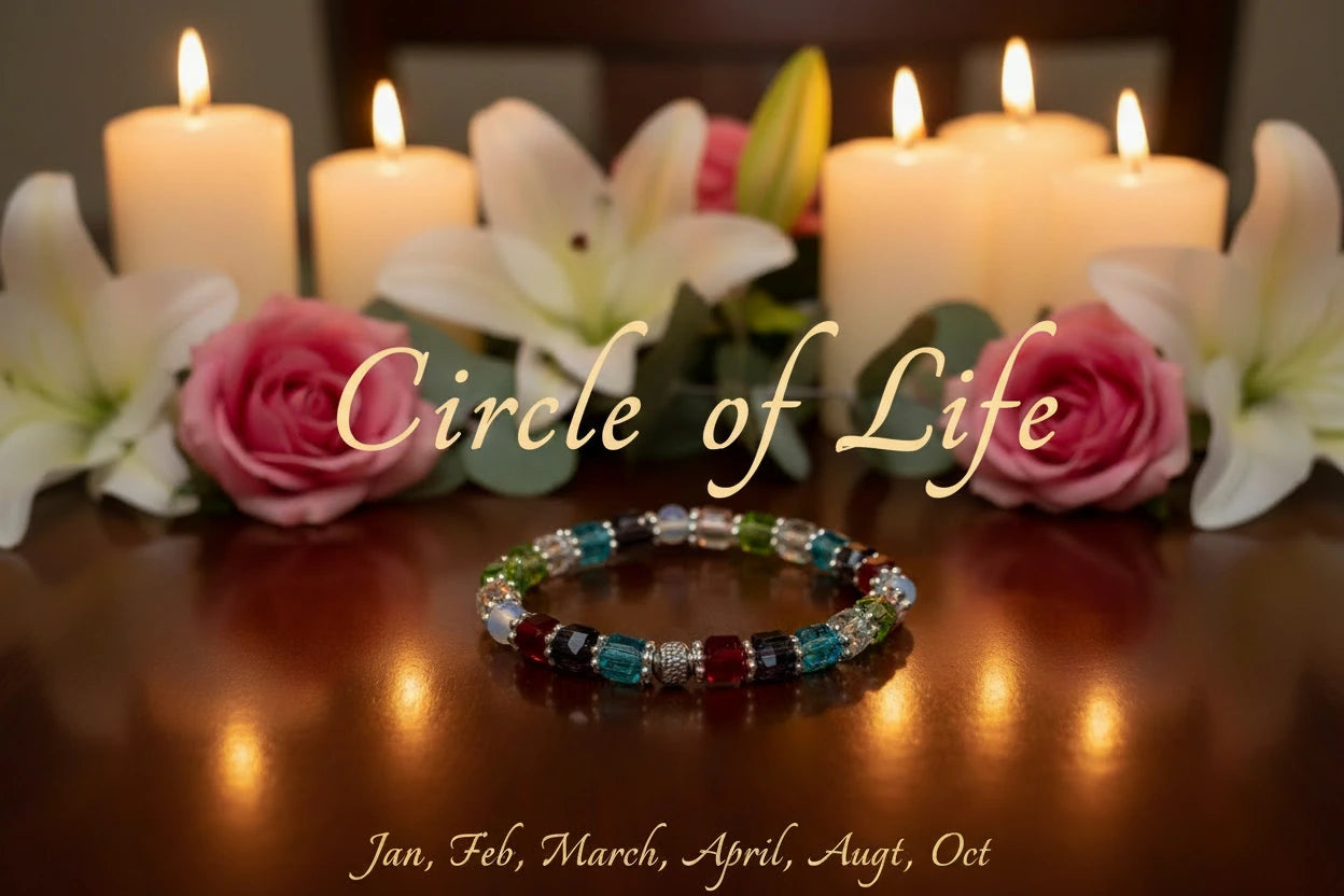 Memory-Custom made ,Birthstones Bracelet "Circle of Life "