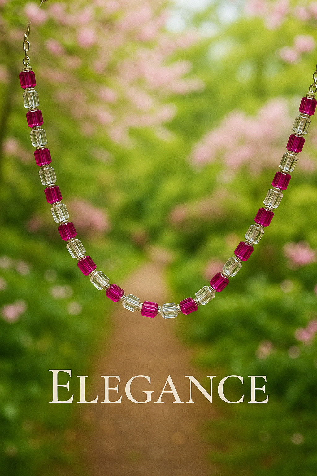 Pretty in Pink-Elegance- Silver Accent Necklace
