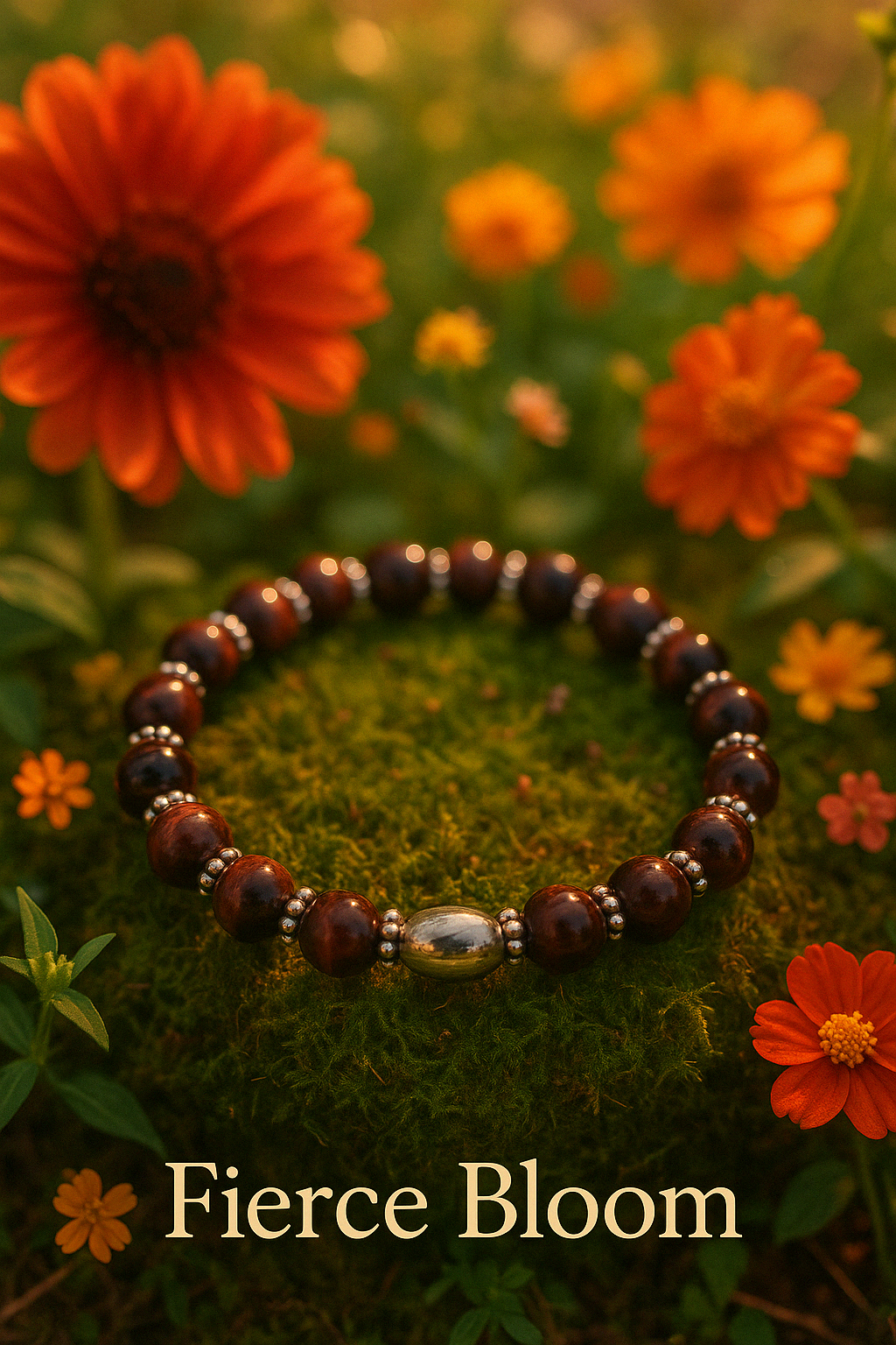 Round about Collection Red tiger Eye Bracelet-"Fierce Bloom"