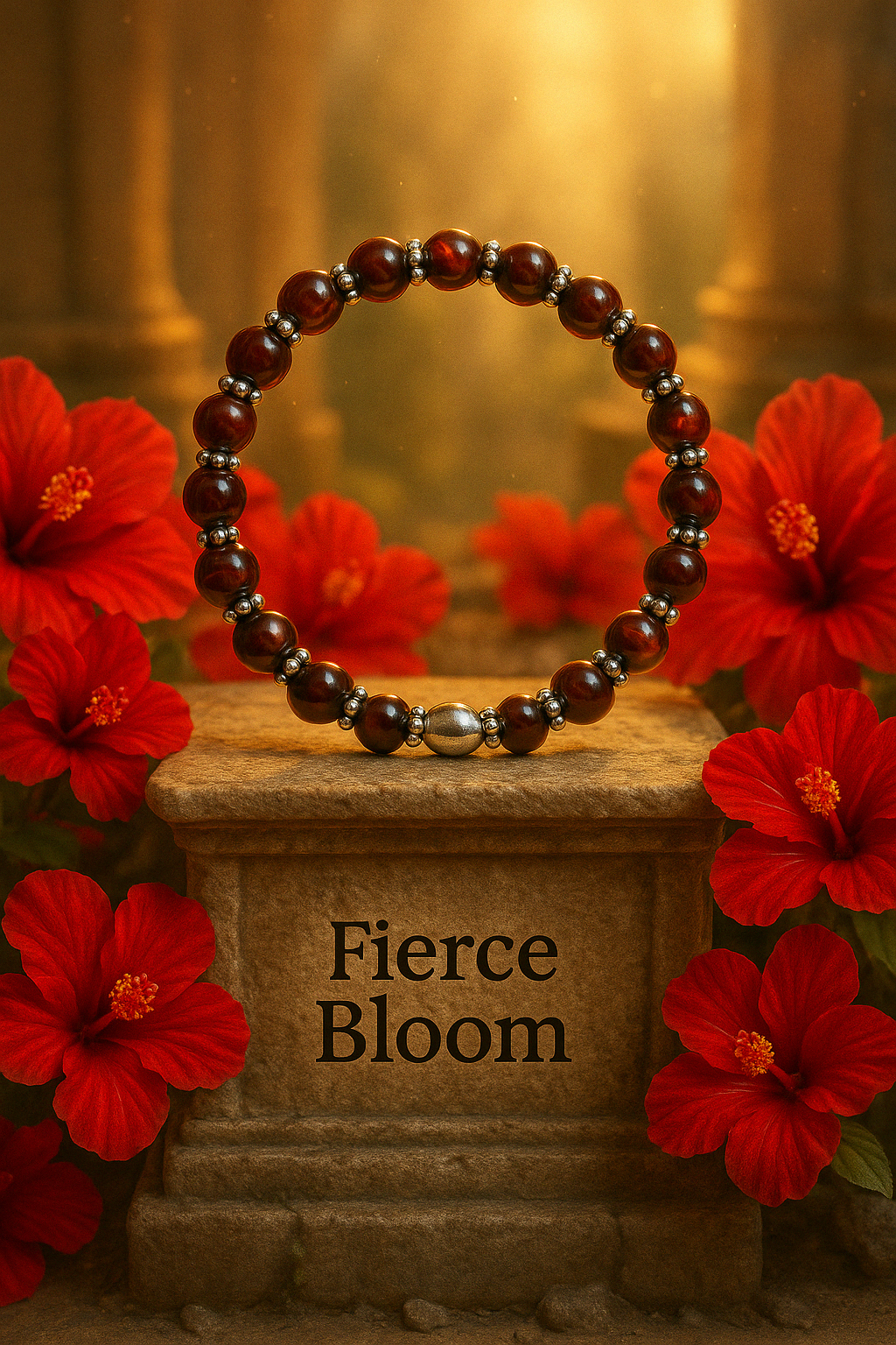 Round about Collection Red tiger Eye Bracelet-"Fierce Bloom"