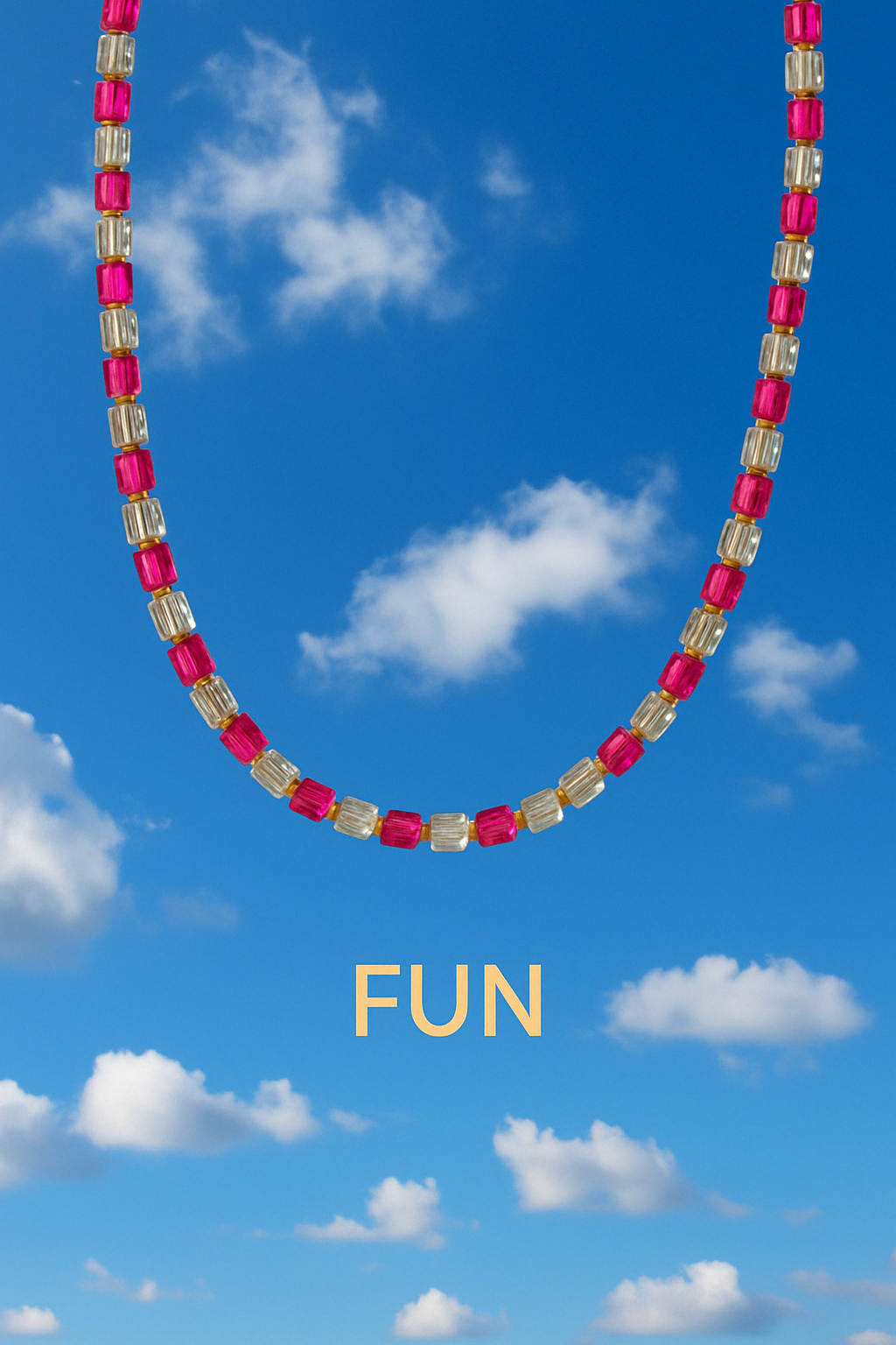 Pretty in Pink-fun- Necklace Gold tone