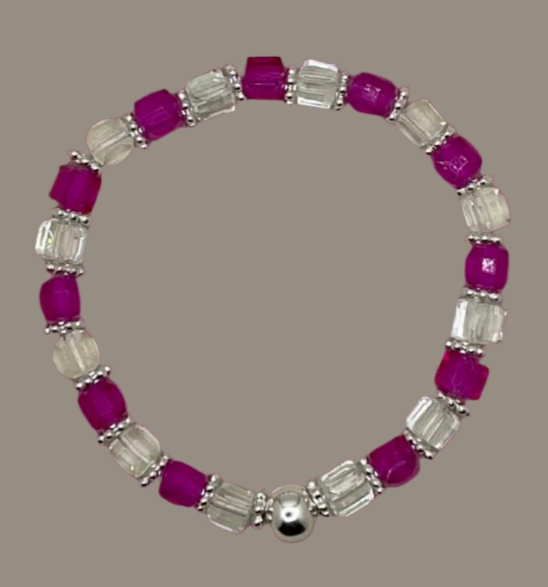 Pretty in Pink -Elegance-Silver Accent Bracelet