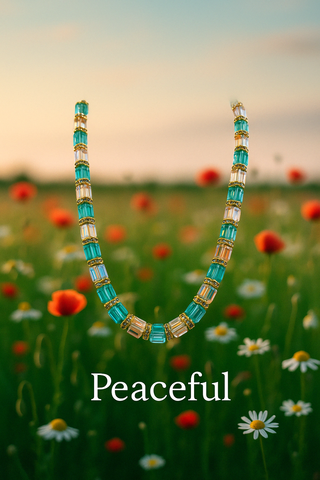 Memory-Custom Made- Peaceful-Memory Necklace with Ab clear cubes & Jan & Dec Birthstones
