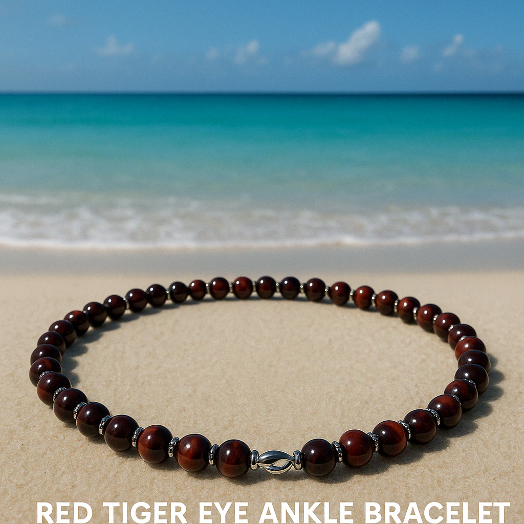 Round about Collection Red Tiger Eye "Fierce Bloom" Ankle Bracelet