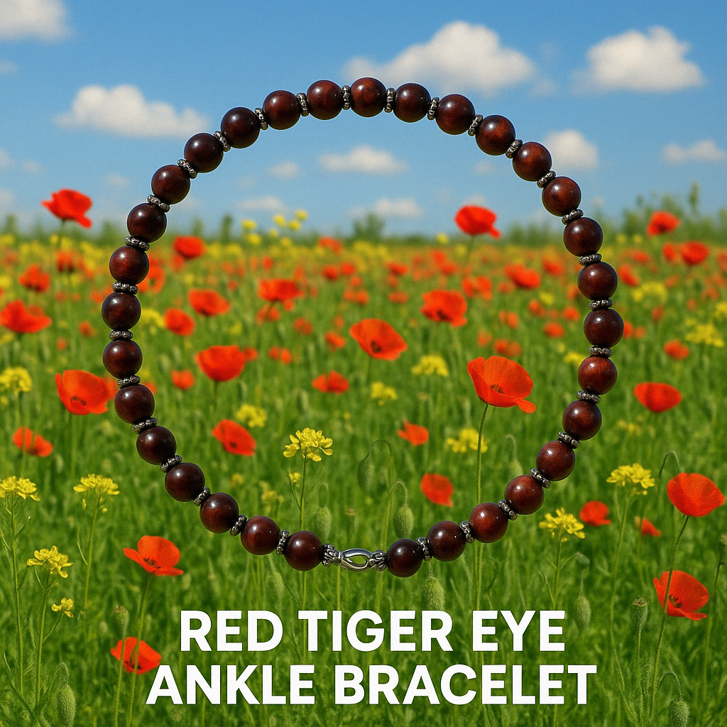 Round about Collection Red Tiger Eye "Fierce Bloom" Ankle Bracelet