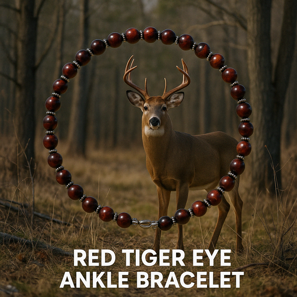 Round about Collection Red Tiger Eye "Fierce Bloom" Ankle Bracelet