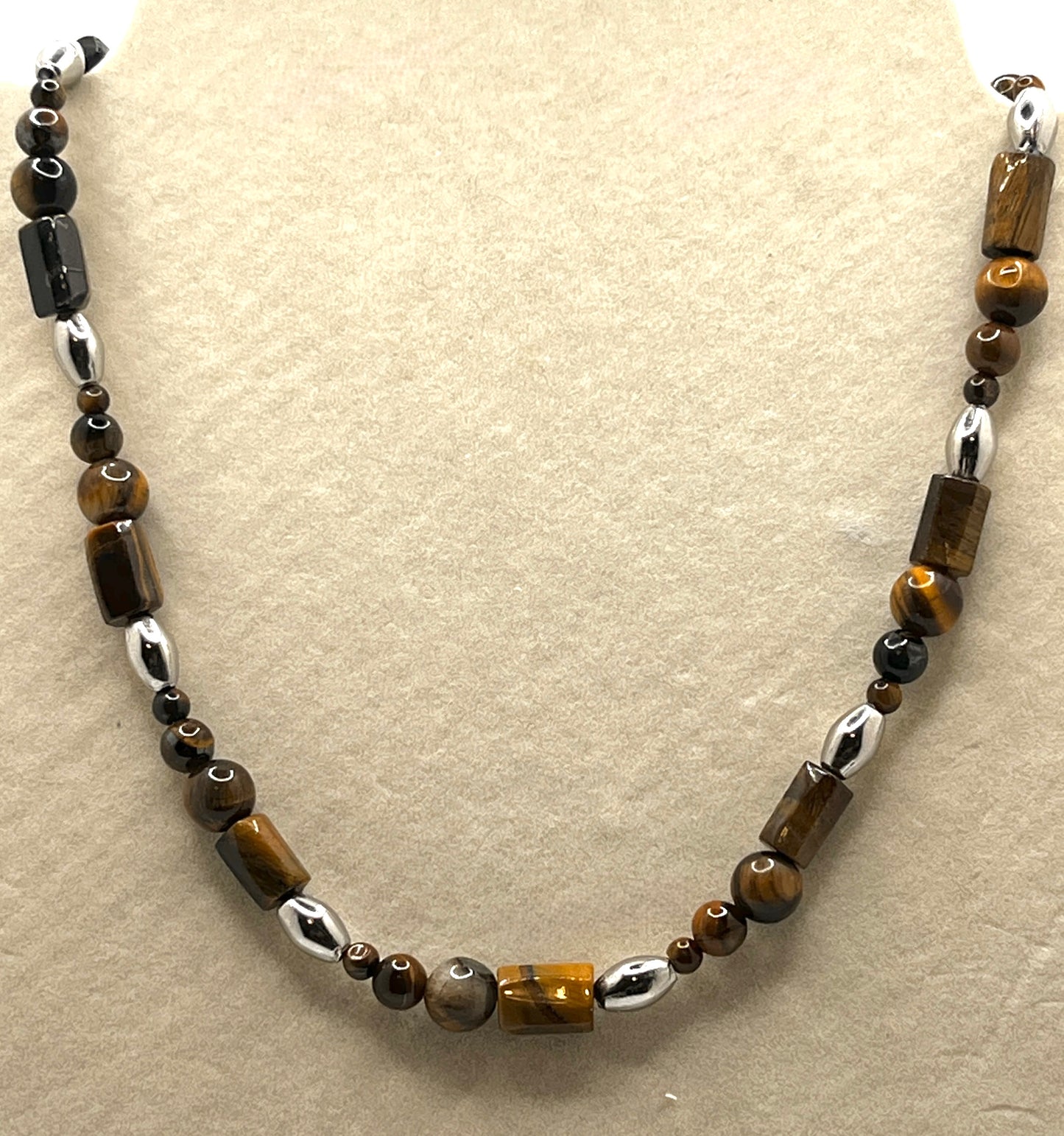 Round about Collection -Stone & Steel- Necklace- Brown Tiger Eye