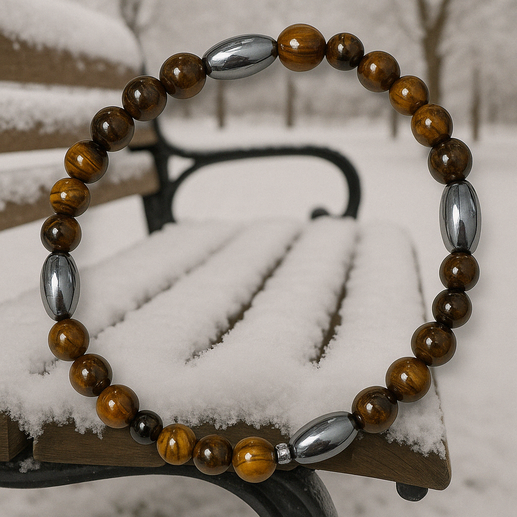 Round About Collection-Stone & Steel Bracelet-Brown Tiger Eye