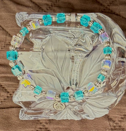 Heavenly Grace-Pray for Peace - Blessed Mother 6mm silver bracelet