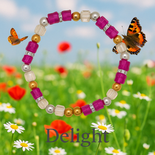 Pretty in Pink -Delight-Gold and Sliver Accents Bracelets