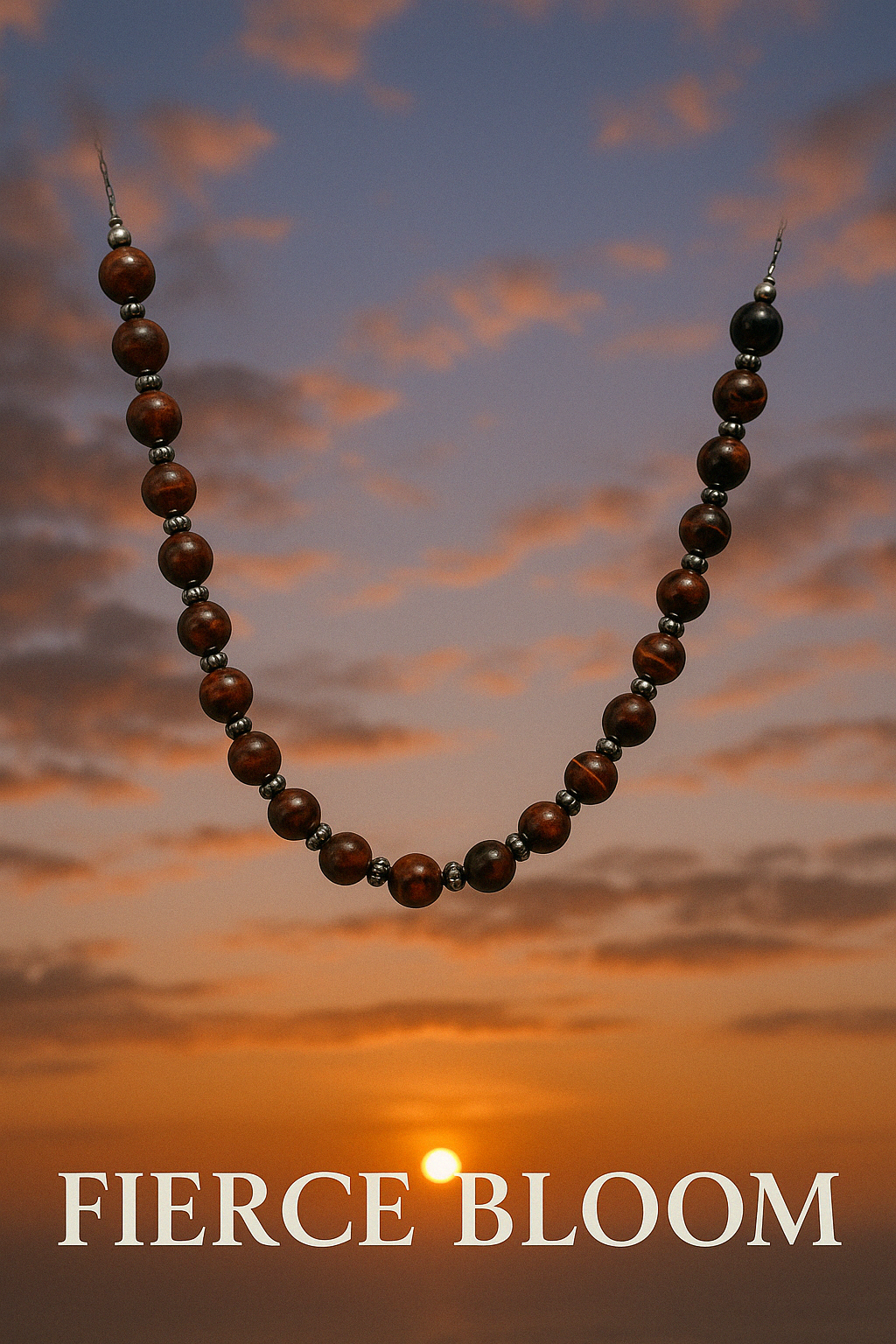 Round about Collection Red Tiger Eye-Fierce Bloom-Necklace