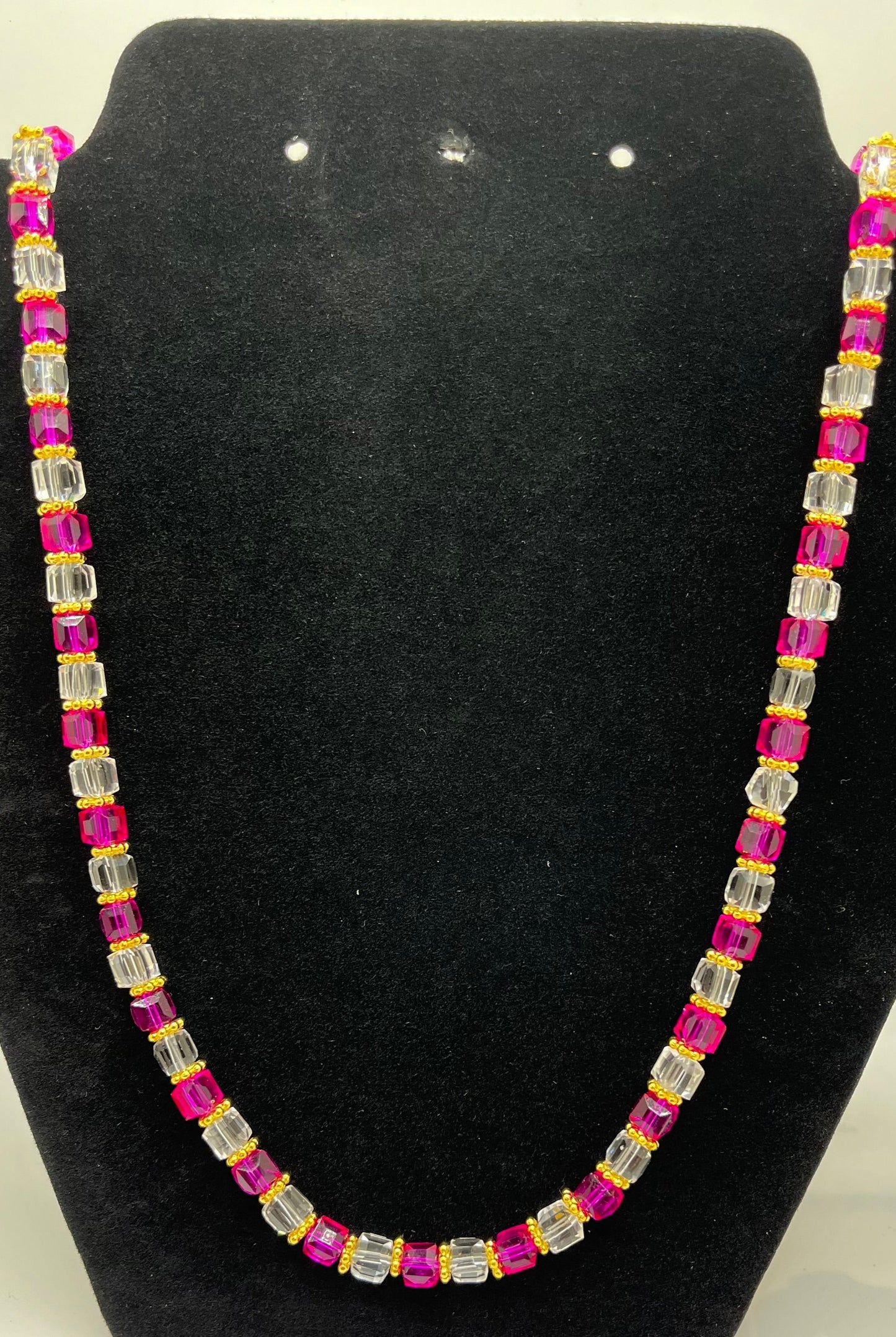 Pretty in Pink-fun- Necklace Gold tone