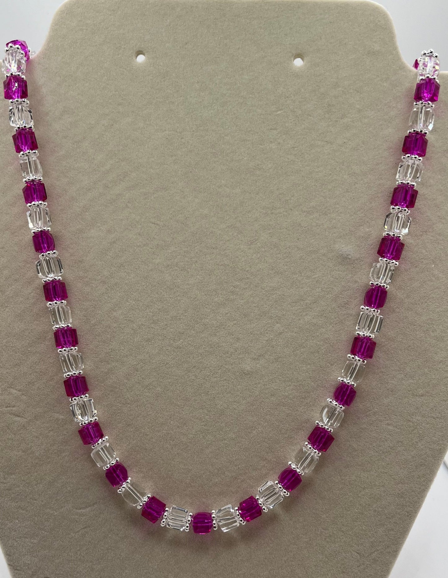 Pretty in Pink-Elegance- Silver Accent Necklace