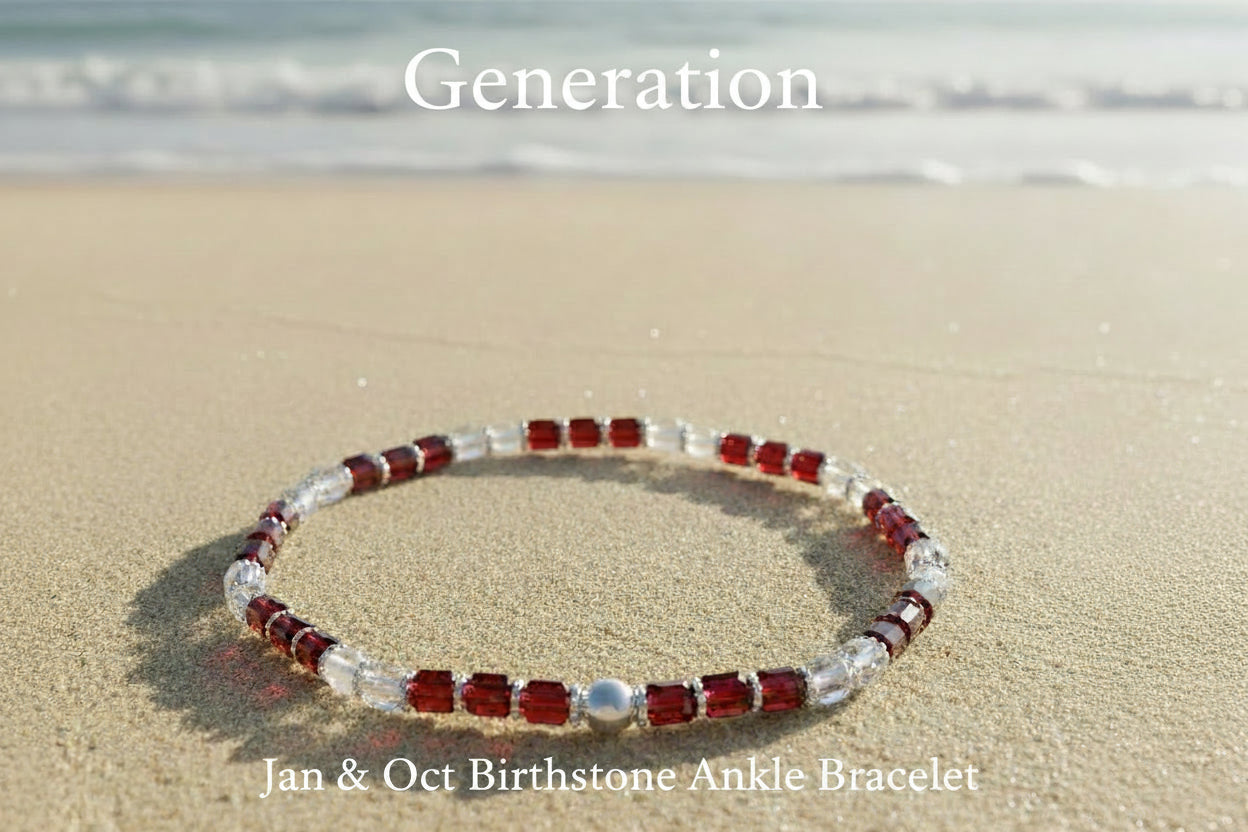 Memory- Generation -Jan & Oct Birthstone Ankle Bracelet