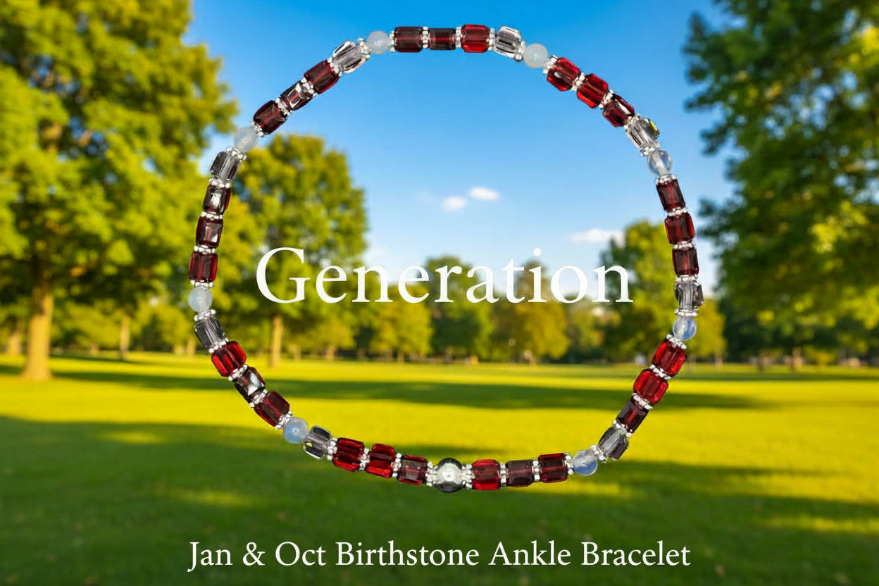 Memory- Generation -Jan & Oct Birthstone Ankle Bracelet