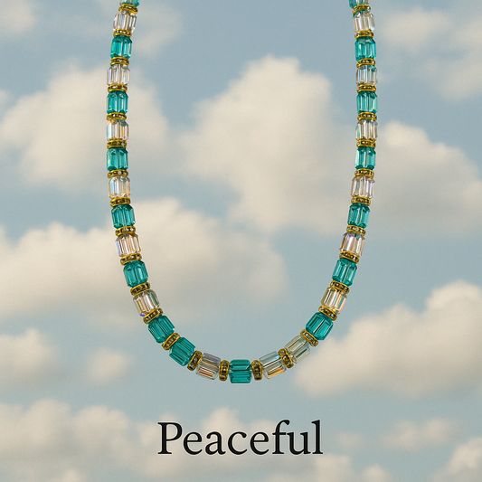 Memory-Custom Made- Peaceful-Memory Necklace with Ab clear cubes & Jan & Dec Birthstones