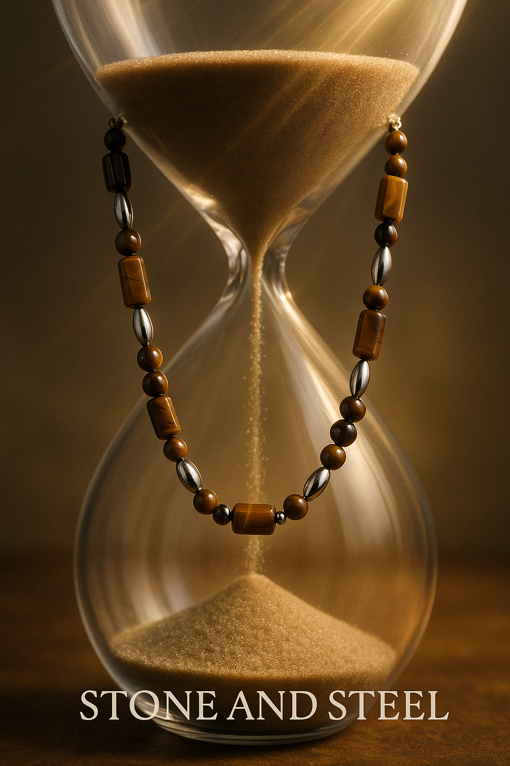 Round about Collection -Stone & Steel- Necklace- Brown Tiger Eye