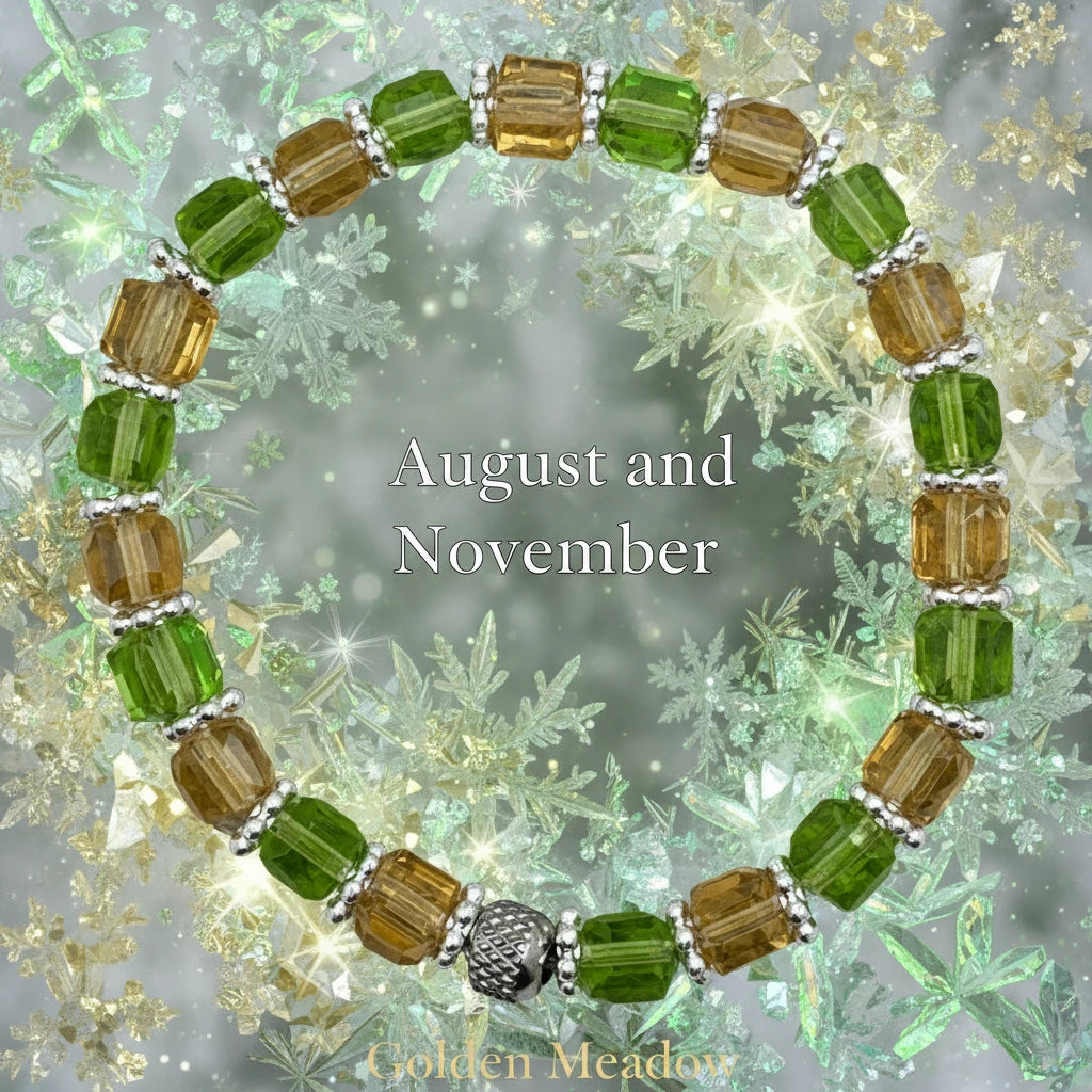 Memory Bracelet Showcasing  Aug and Nov " Golden Meadow